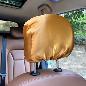 Reversible Satin Car Headrest Cover Adjustable-Golden