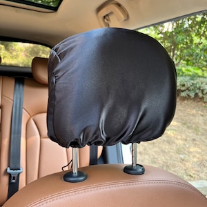 Reversible Satin Car Headrest Cover Adjustable-Black