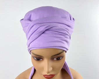 T-shirt Cotton Hair Plop Towel-Light Purple