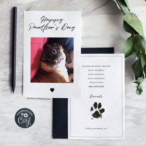 de Carte de voeux Happy Pawther's Day | Modèle numérique modifiable | Bonne fête des pères chien imprimable
