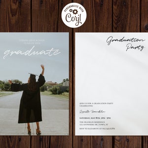 Minimalist Graduation Party Invite Template | Editable Digital Template | Corjl Grad Invitation