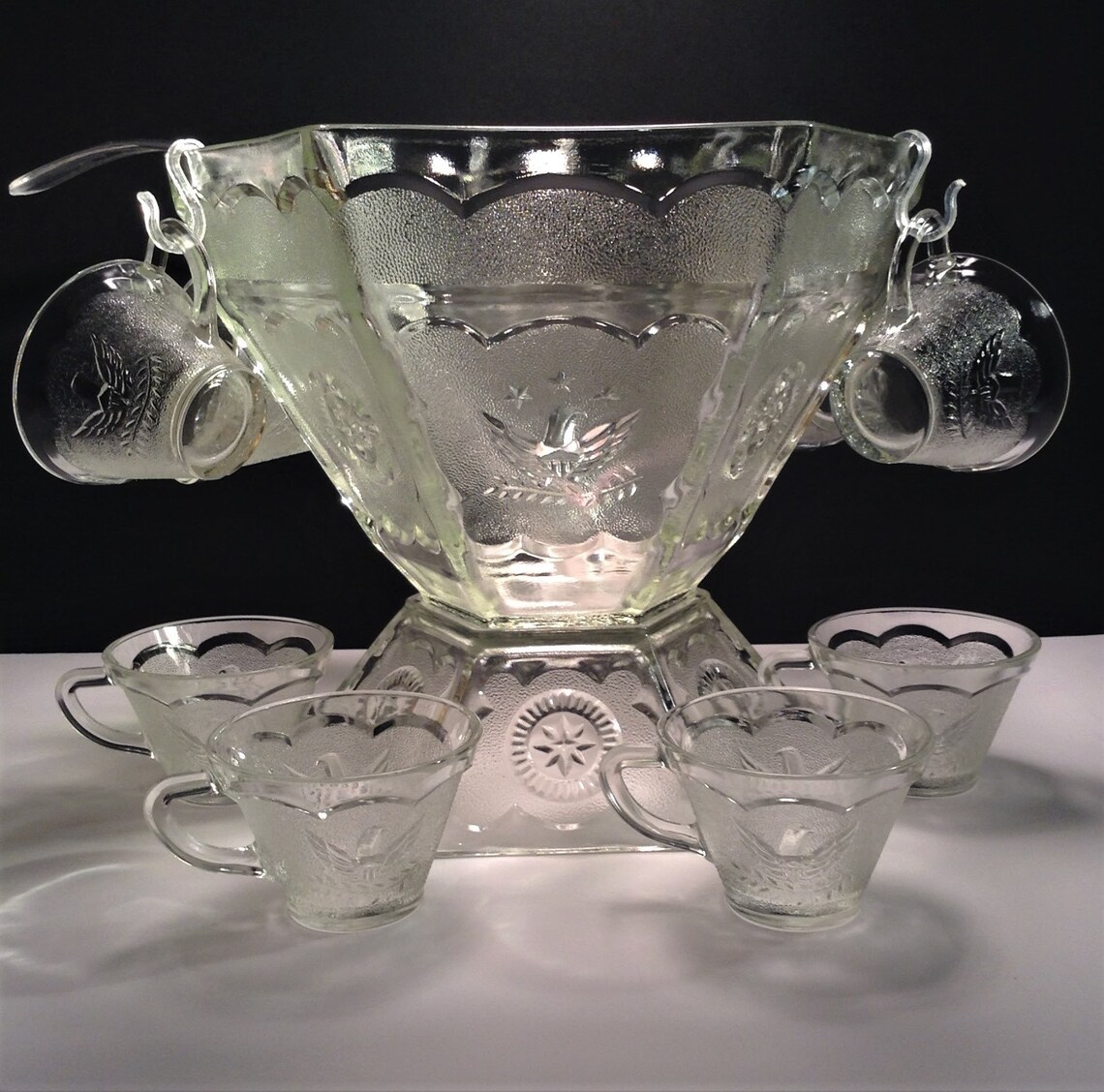 Vintage Punch Bowl Set 27pc Americana Eagle & Stars Hazel Etsy