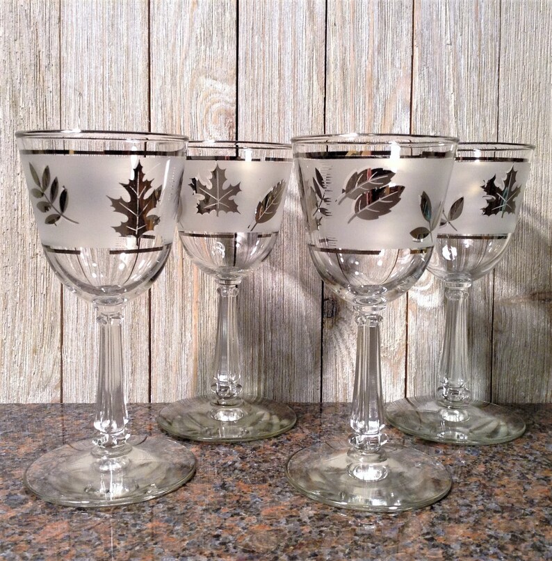 Silver Leaf Wine Glasses Set Of 4 Libbey Foliage Image 0