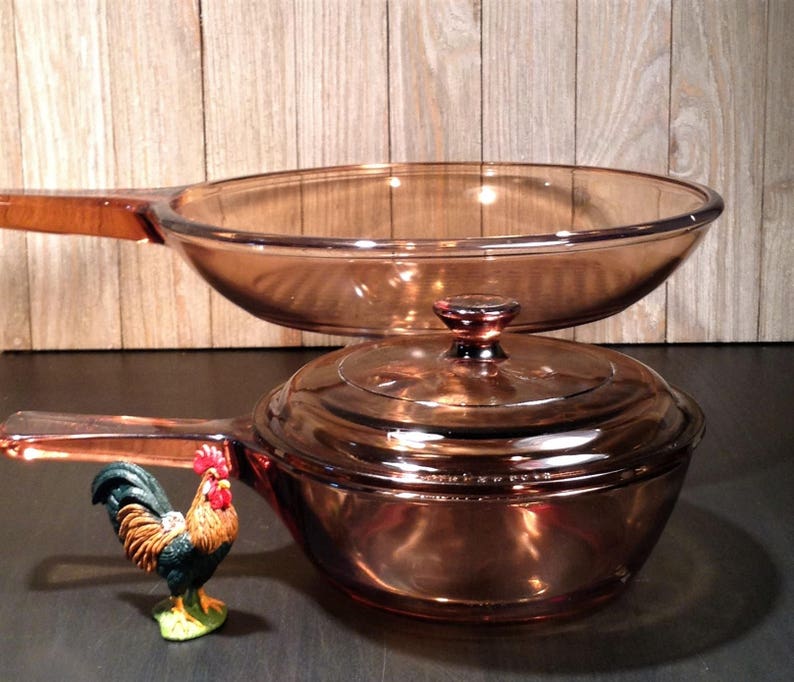 Corning Ware VISIONS Cookware Skillet & Saucepan Set of 2 Etsy