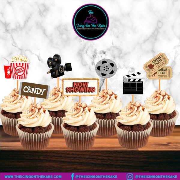 Movie Theme Cupcake Toppers|Birthday|Party|Movie Night