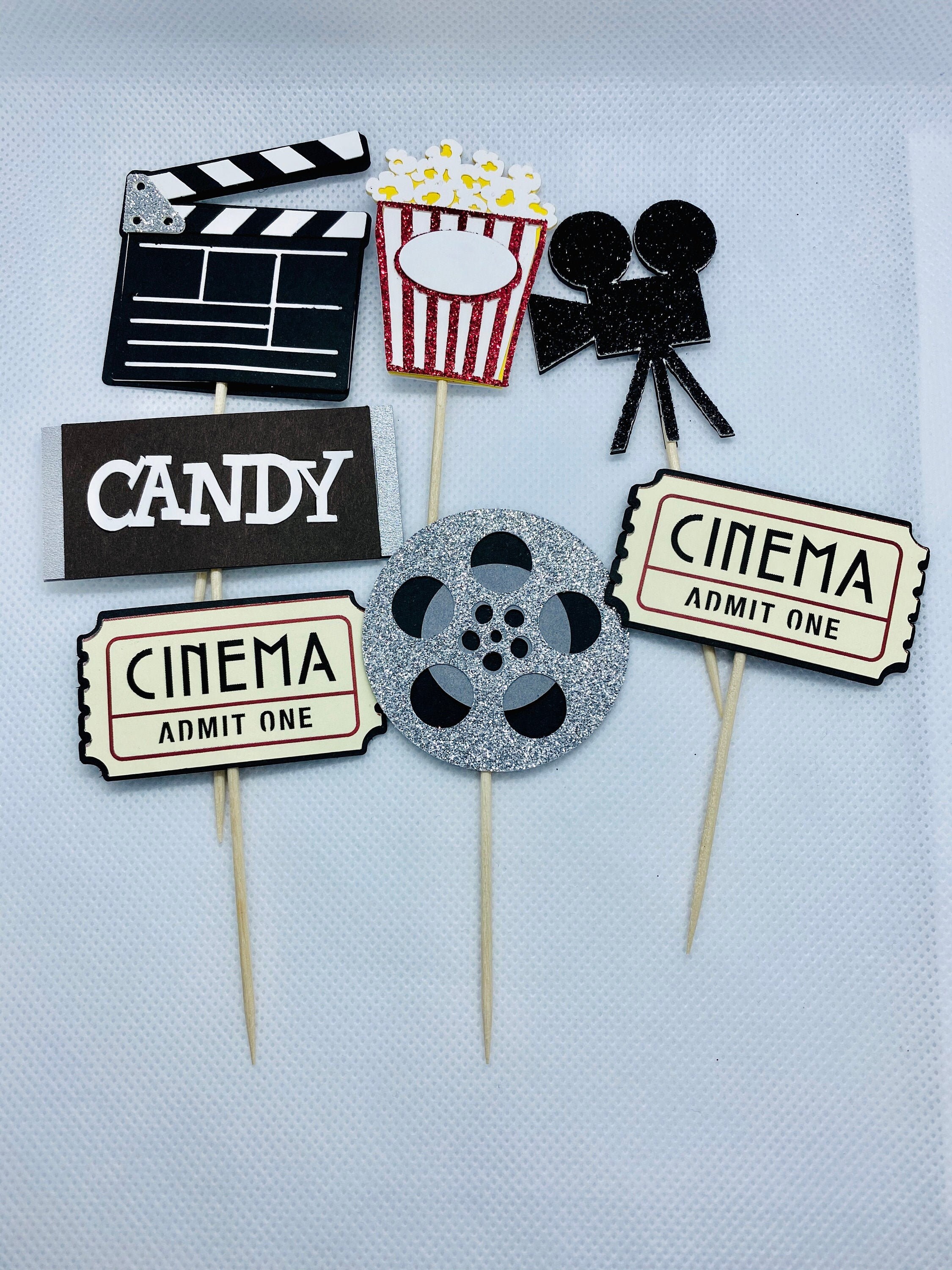 Movie Theme Cupcake Toppersbirthdaypartymovie Night | Etsy
