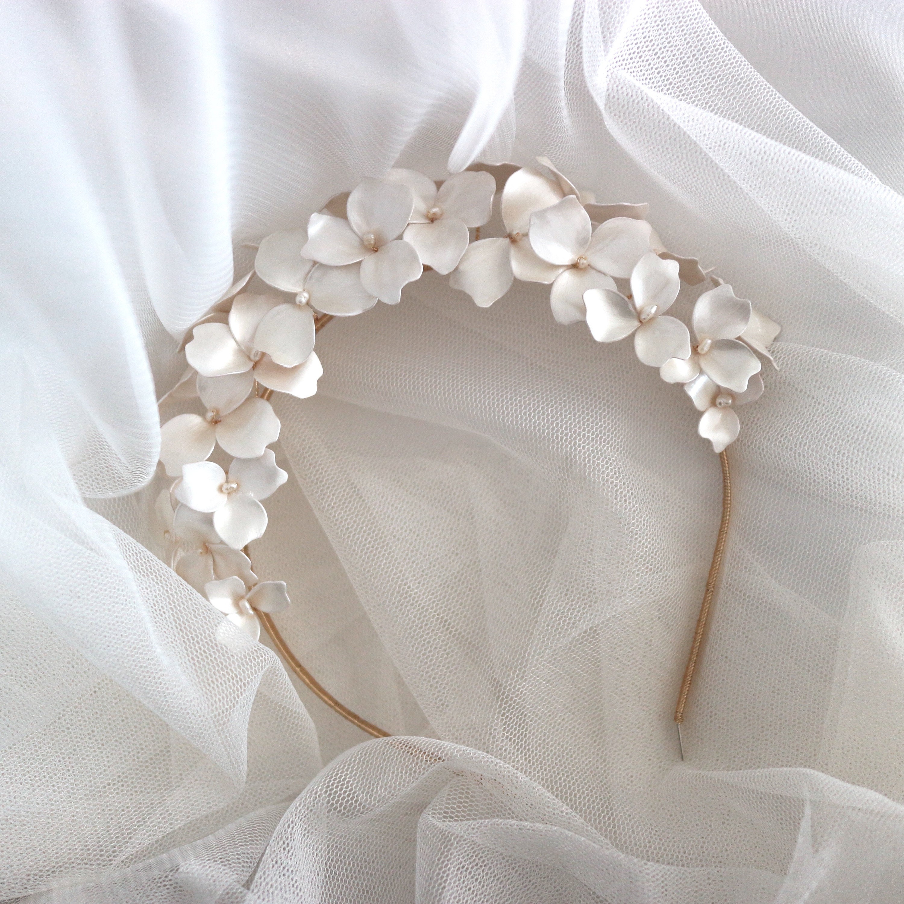 White floral headband Bridal flower headband Embellish Etsy