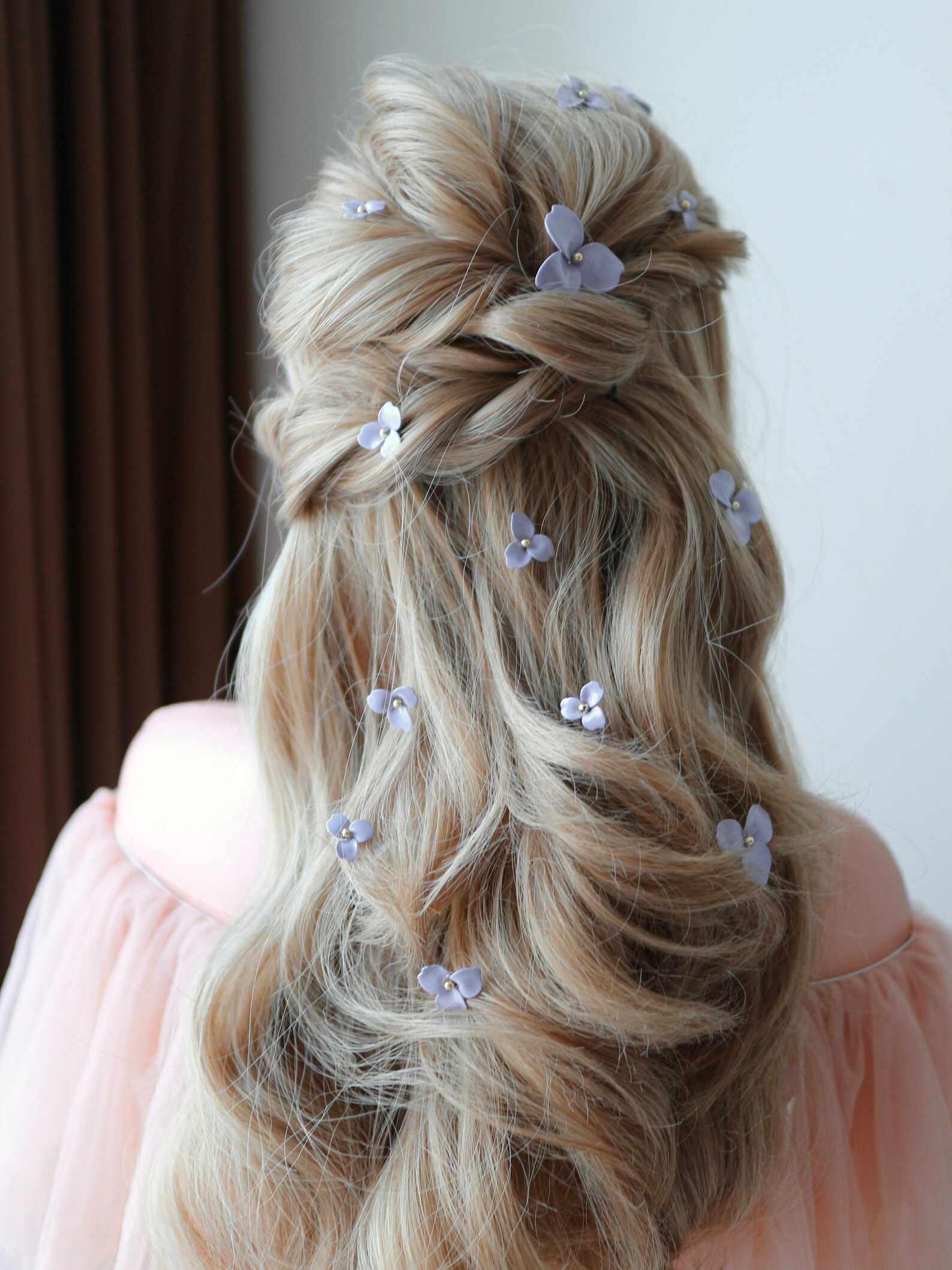 Small Purple Lilac Flower Bridal Hair Pins Tiny Floral Etsy