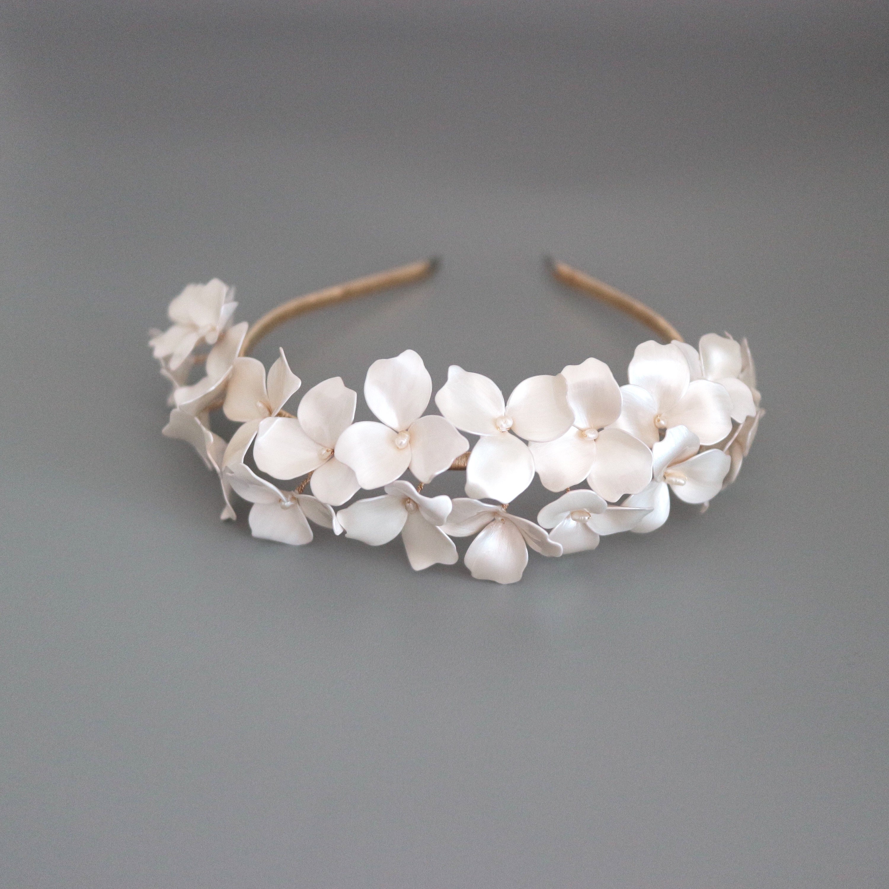 White floral headband Bridal flower headband Embellish Etsy