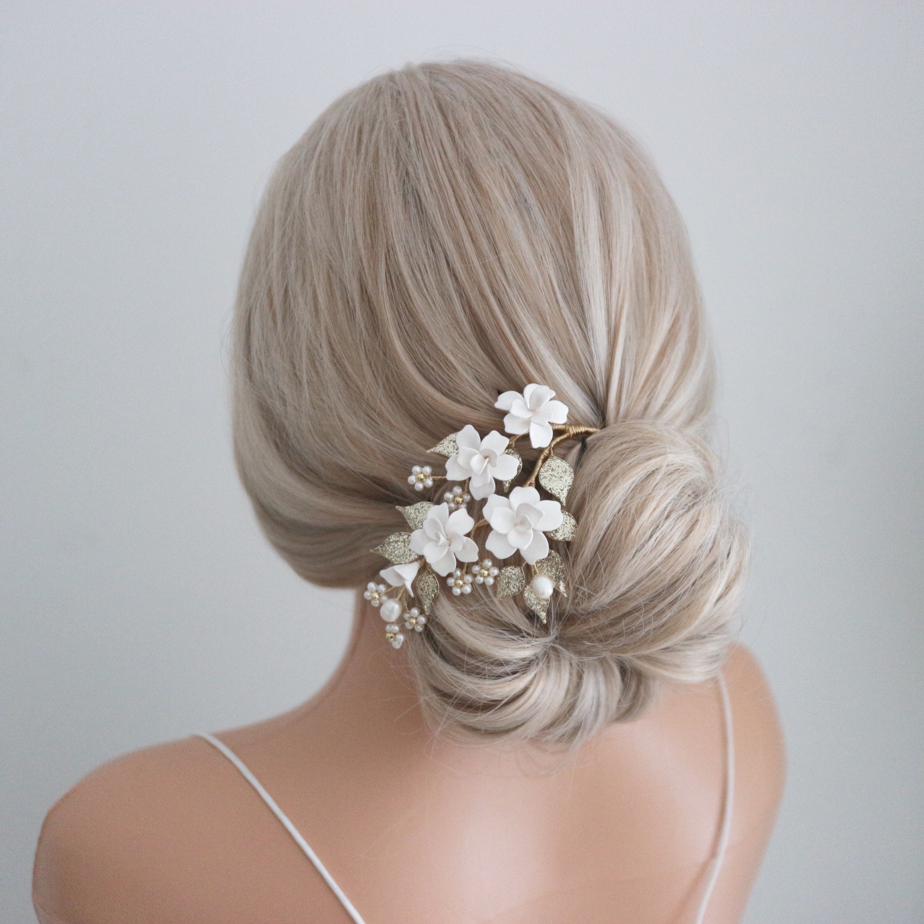 Peigne à Cheveux Pour Mariée Avec Fleur Argentée - Accessoire De Coiffure Cristal, Neuf