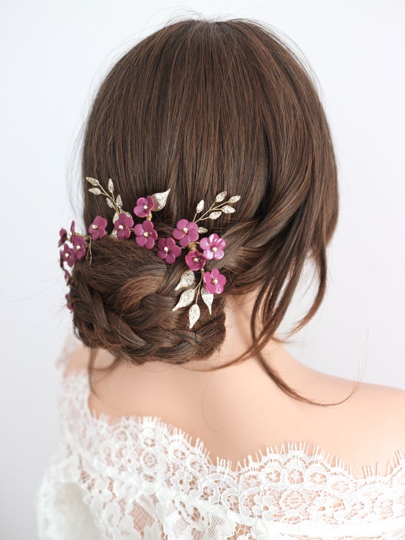 Bride Headpiece Small Purple Flower Hair Comb, Lavender Hair