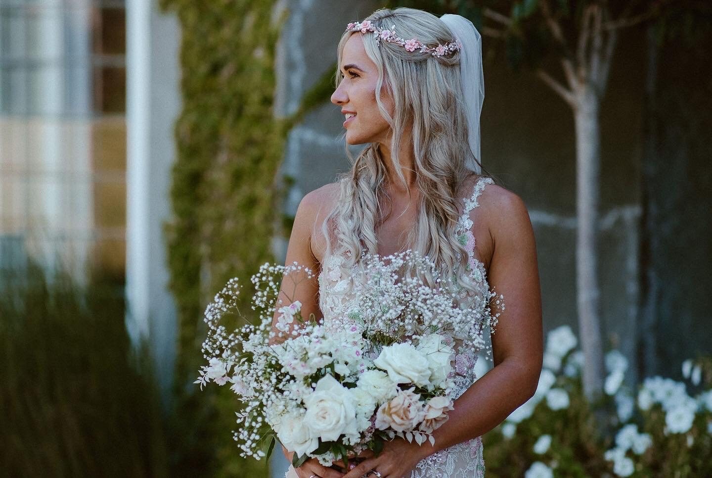 Flower Crown Hair Vine Blush Pink Floral Wedding Bridal Headpiece Blush Pink Flower Crown With Pearls & Vines: Boho Wedding  main image 3