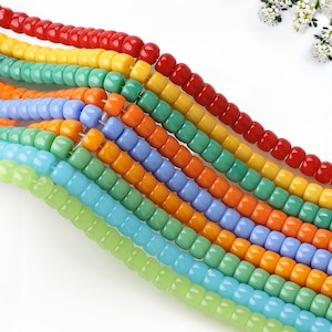 Perles cylindriques plates et rondes multicolores, espaceur en verre opaque 6 x 8 mm, accessoires pour perles de bricolage, mélange de couleurs, 30 pièces