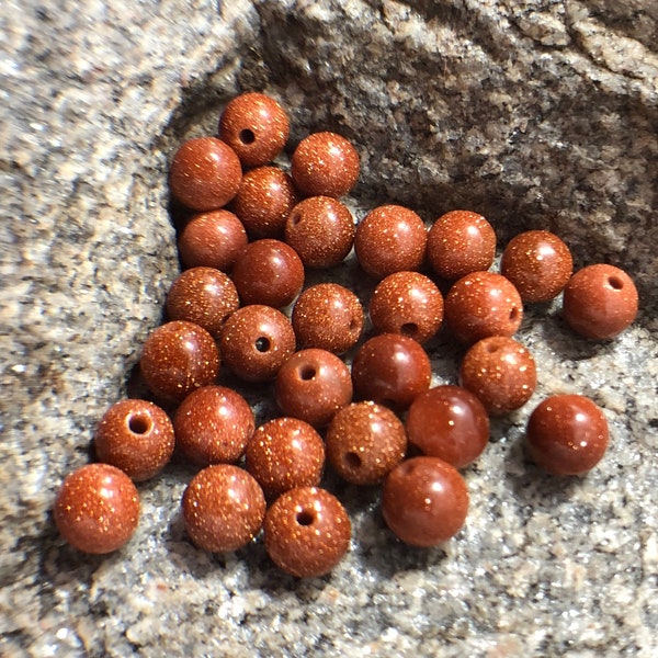 Gold (Brown) Sand Stone Beads, Wholesale Gemstone Aventurine Beads, Round Natural Stone Jewelry Beads, 4mm 6mm 8mm 10mm 12mm 5-200pcs