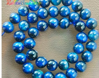 Perles Blue Tiger Eye, Perles de pierres précieuses, Bijoux Perles de pierre d’espacement rond, 4mm 6mm 8mm 10mm 12mm perles 15''5 Full Strand