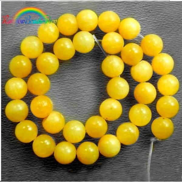 Natural Yellow Jade Bead, 4mm 6mm 8mm 10mm 12mm Round Gemstone Beads 15''5 strand,