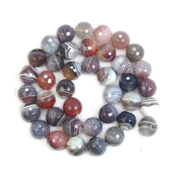 Natural Faceted Persian Botswana Agate Beads, mala 6mm 8mm 10mm 12mm 14mm Stone Round Jewelry Gemstone Beads For Jewelry making