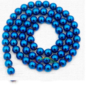 Blue Hematite Beads, 2mm 3mm 4mm 6mm 8mm 10mm Round Spacer Blue beads, Jewelry beads