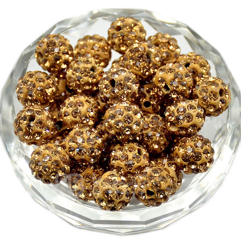 6mm 8mm 8mm 10mm 12mm Pave Clay Disco Ball Beads Gumball Acrylic Beads Light Topaz Crystal Rhinestone Round Beads Chunky Bubble Gum Beads
