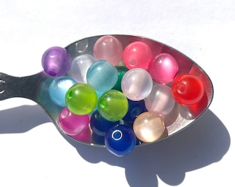 Resin Round Cat Eye Beads, 8mm Charms Cat's eye Beads, Mini Beads, White Yellow Green Blue Pink Black Spacer Craft Beads, 50 pcs