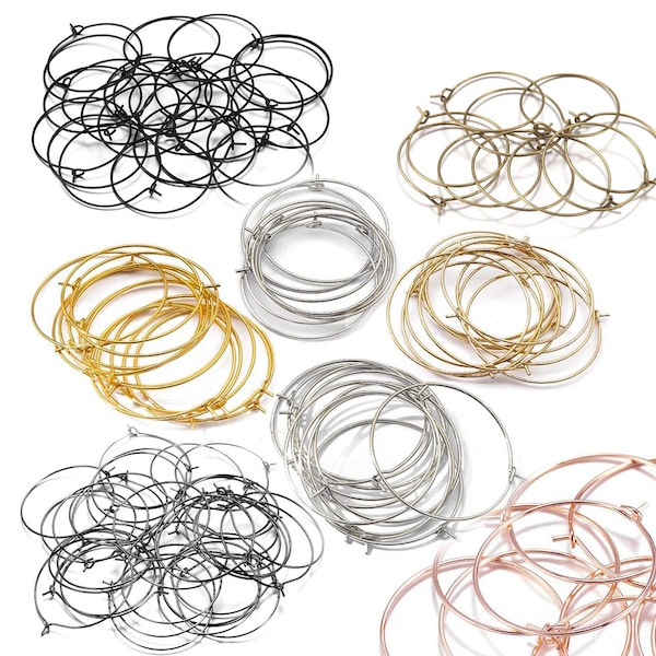 Ohrringe Große Kreis Ohrringe, Wire Hoops Ohrringe Draht, Gold silber, schwarz, 50 Stück/Lot 20 25 30 35 mm