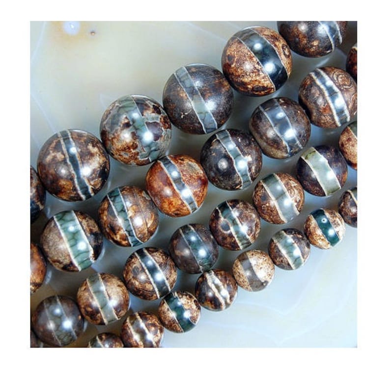 Natural Tibet Agate Gemstone Dzi Round Jewelry Making Beads Free Shipping 15/"