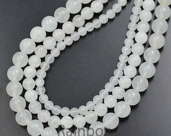 Natural Jade Beads, White Jade Beads, White Gemstone Beads, White Beads,  Round Natural Beads, 15''5 strand, 2mm 3mm 4mm 6mm 8mm 10mm 12mm