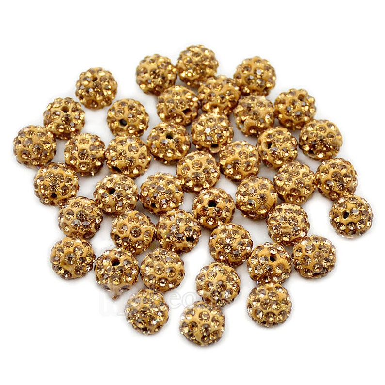 6mm 8mm 8mm 10mm 12mm Pave Clay Disco Ball Beads Gumball Acrylic Beads Light Topaz Crystal Rhinestone Round Beads Chunky Bubble Gum Beads