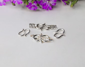 925 Sterling Silver S Hook Clasp with Closed Jump Ring for bracelet, necklace