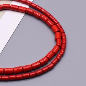 Red Howlite Tube beads, 3x5 4x6 4x13 6x8mm Jewelry Gemstone Beading Loose beads, 16'' strand