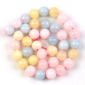 Morganite stone round beads, 6mm 8mm 10mm Natural  multi color stone