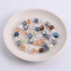 Facetterade runda glaspärlor 8–14 mm färgmix, lösa komponenter, smyckestillverkningstillbehör, gör-det-själv armband örhängen halsband - 10 st