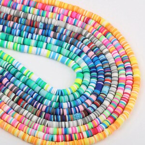 Mélange de perles Heishi en pâte polymère 6 mm, Perles de disque en vinyle africaines colorées, 16 pouces sur fil