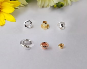 Solid 925 Starling Silver Eyelet Rivets, Eyelet for Big Hole Beads, Bead Cores, Grommet Eyelet  Bead, Jewelry Making Accessories