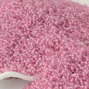Perline trasparenti rosa chiaro foderate, perline da 2 mm 12/0 piccole perle di vetro, perline rotonde, 1000 pezzi