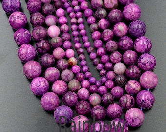 Cuentas de jaspe morado, 4 mm, 6 mm, 8 mm, 10 mm, 12 mm, cuentas redondas de jaspe morado, espaciador, cuentas de piedras preciosas de jaspe rosa, joyería, cuentas de jaspe morado