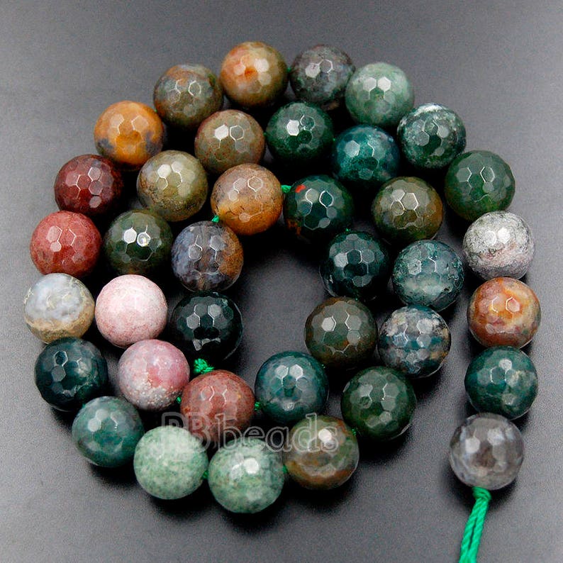 Natural Faceted Indian Agate Beads Green Gemstone Beads - Etsy