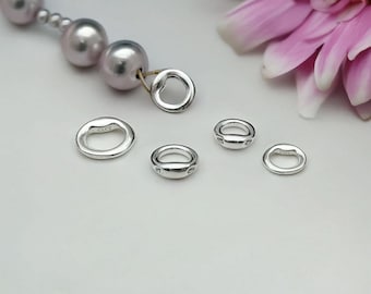925 Sterling Silver Closed Jump Rings with Double Hole, Wire Protectors and End Tips, End Loop Beads for DIY Jewelry Making