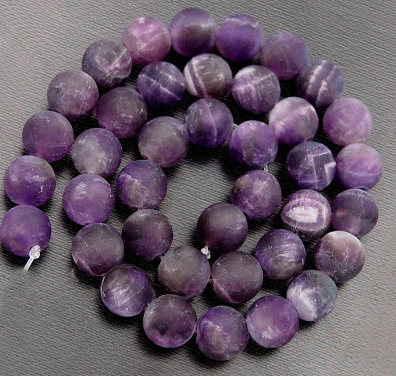 Matte Amethyst Beads, natural gem, size 4mm 6mm 8mm 10mm 12mm, on 15.5'' inch strand