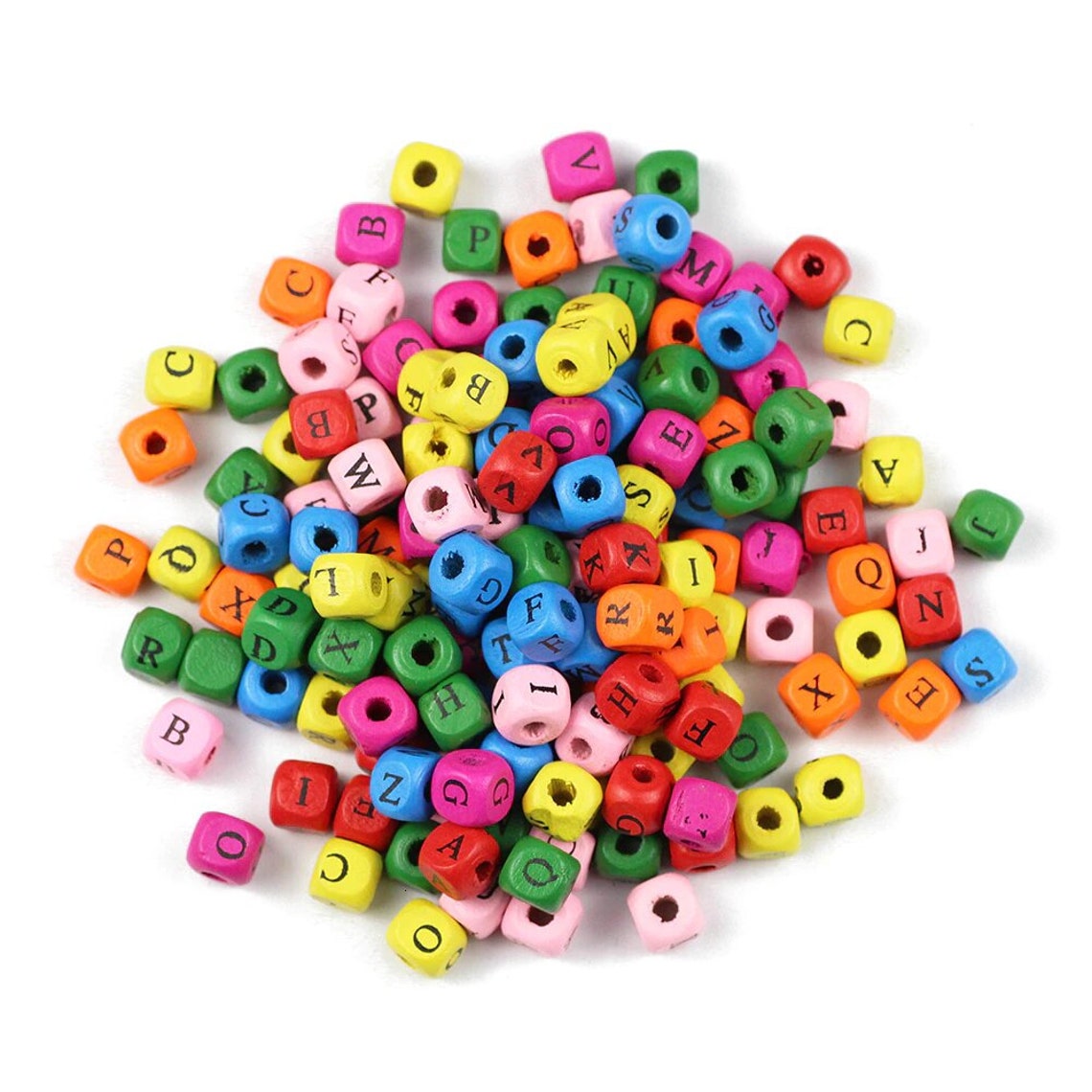 Abc Wood Beads Colored 8mm Wood Alphabet Beads for Handmade Etsy