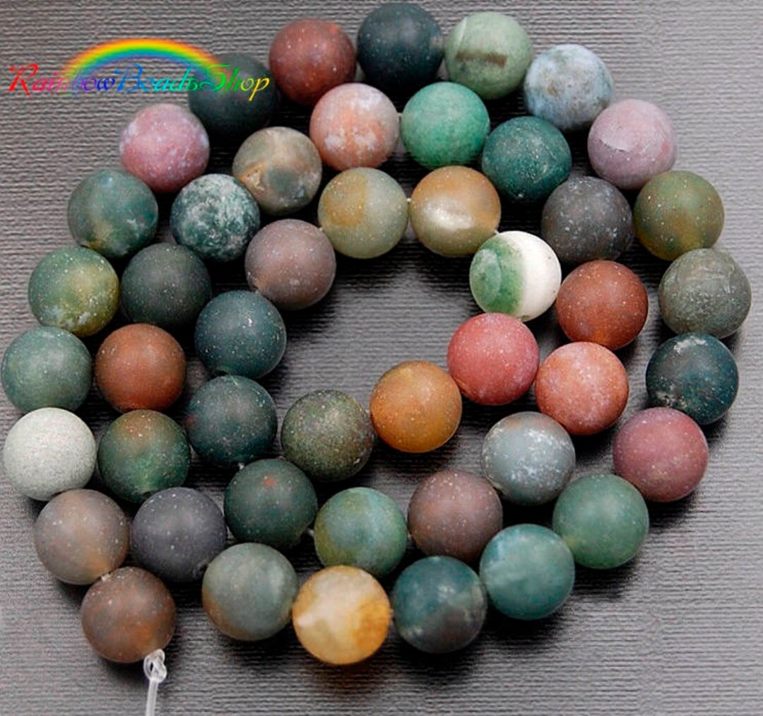 Natural Matte Indian Agate Beads Green Gemstone Beads Fancy - Etsy