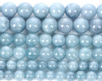 Natural Aquamarine 14mm Gemstone Bead, 4mm 6mm 8mm 10mm 12mm loose jewelry beading beads, for jewelry making