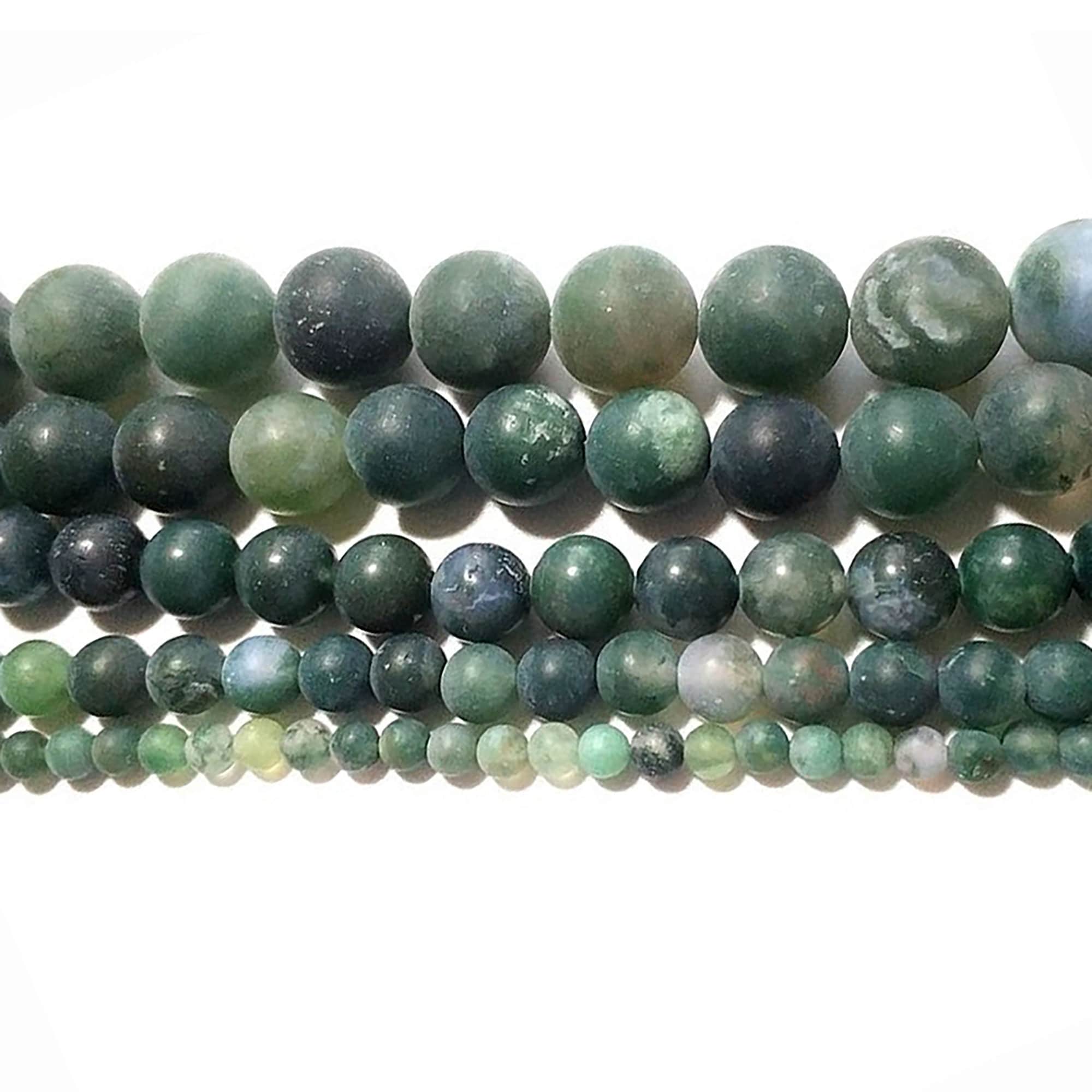 Smooth Round, Moss Agate Beads, Choose Size (16 Strand)
