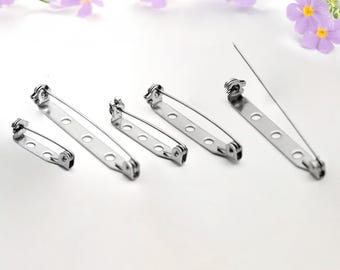 Edelstahl Brosche Clips, 14-45 mm Sicherheitsnadel Basis mit leeren Einstellungen, perfekt für DIY Schmuckherstellung und Bastelzubehör, 20 Stück