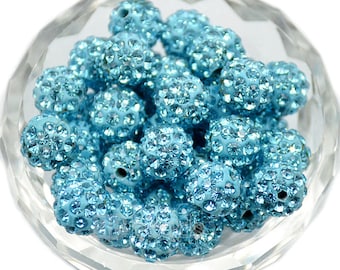 Aquamarine Rhinestone Round Beads, 6mm 8mm 8mm 10mm 12mm  Disco Ball Beads, Chunky Beads, Acrylic Beads