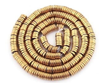 Perline sciolte di ematite Heishi color oro, perline a disco per gioielli e bigiotteria, 1 mm 2 mm 4 mm 6 mm filo da 16''
