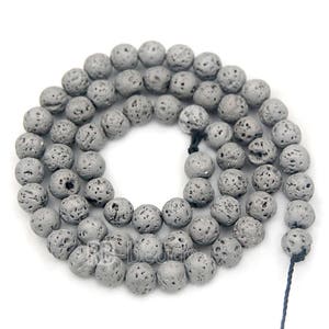 Silver Volcanic Lava Beads Titanium Coated, 4mm 6mm 8mm 10mm 12mm Stone Round Jewelry stone Beads, For Jewelry making and Beading