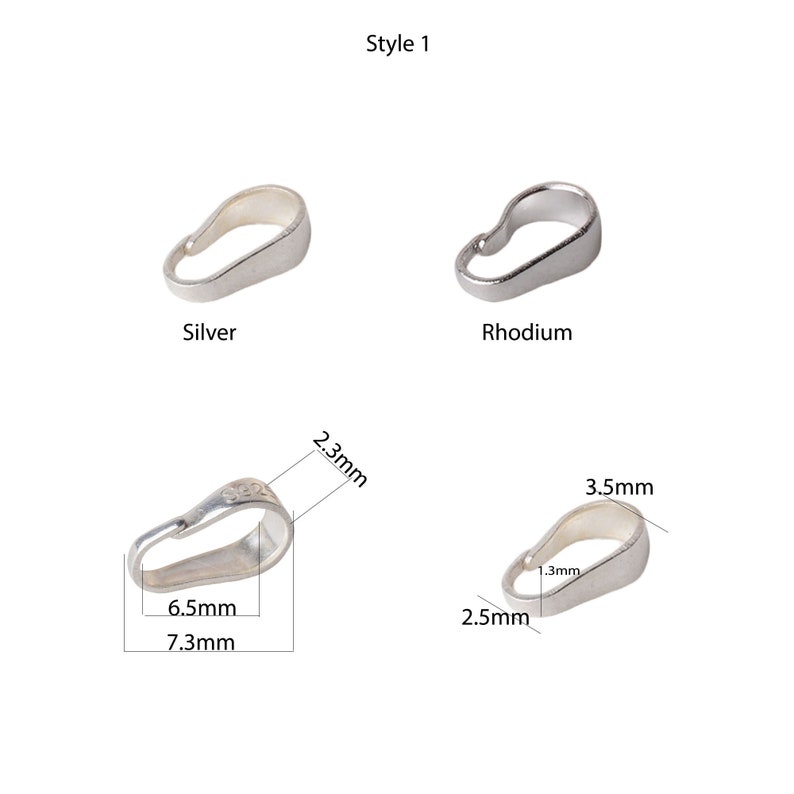 Snap on Locket Bail, 925 Sterling Silver Pinch Clip Connector for ...