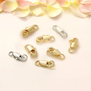 10pcs 14/18K Gold Plated Brass Lobster Clasp with Open Jump Rings for Jewelry Making, Tarnish Free  Rhodium Plated Claw for DIY Handmade