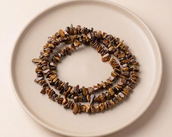 Natürliche gelbe Tigerauge Chip Perlen, polierte Edelstein Spacer Perlen für die Schmuckherstellung, 5-8 mm, 34 '' Strang